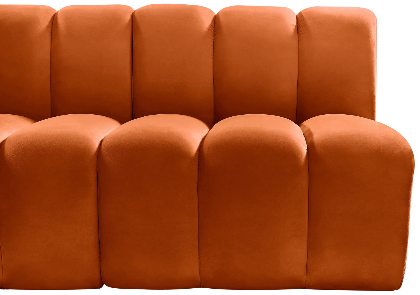 zara cognac velvet modular sofa s2a