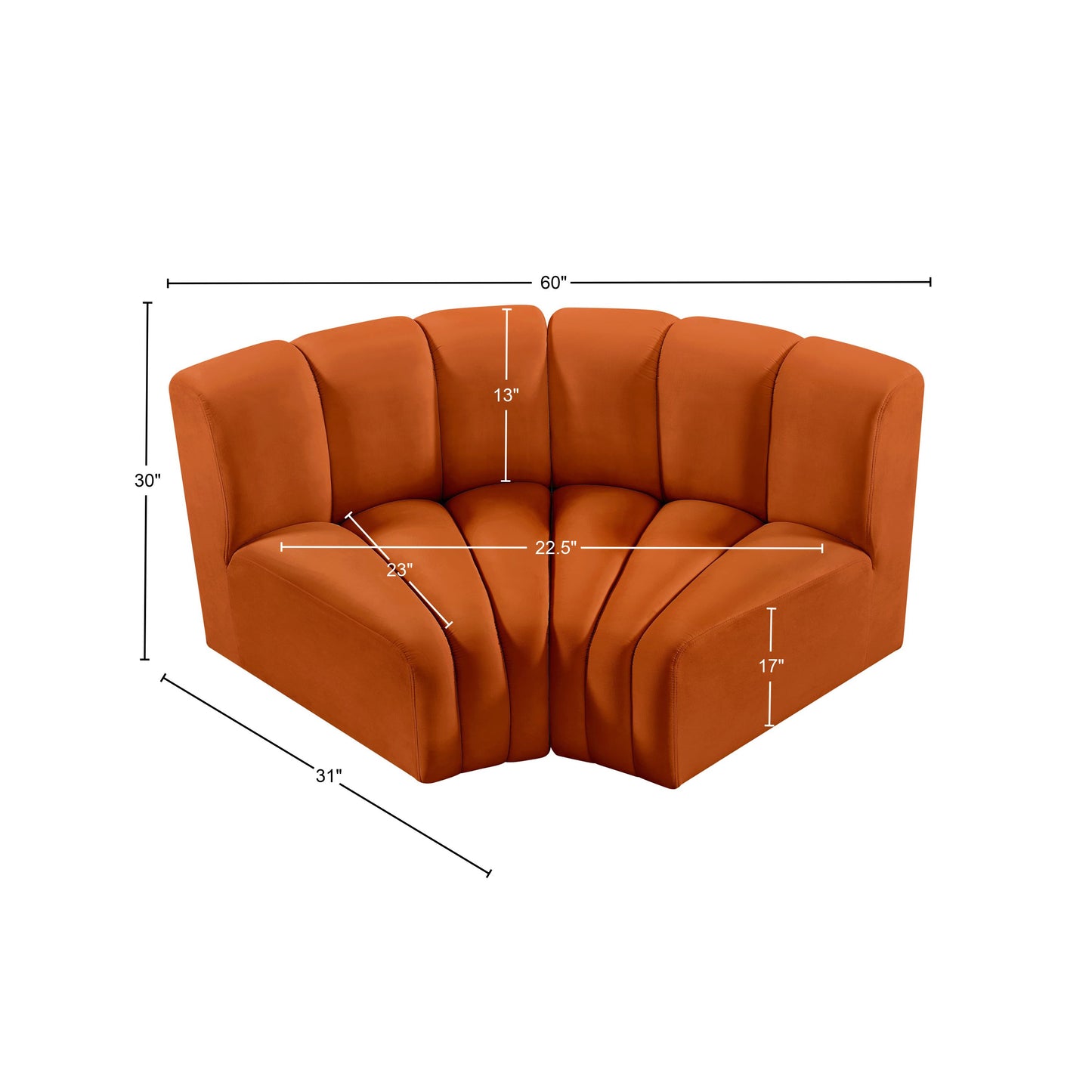 zara cognac velvet modular sofa s2b