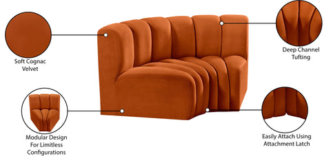 Briar Cognac 60 Velvet Upholstered Modular Sectional , 2-Piece (Style 2)