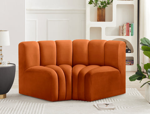 Briar Cognac 60 Velvet Upholstered Modular Sectional , 2-Piece (Style 2)