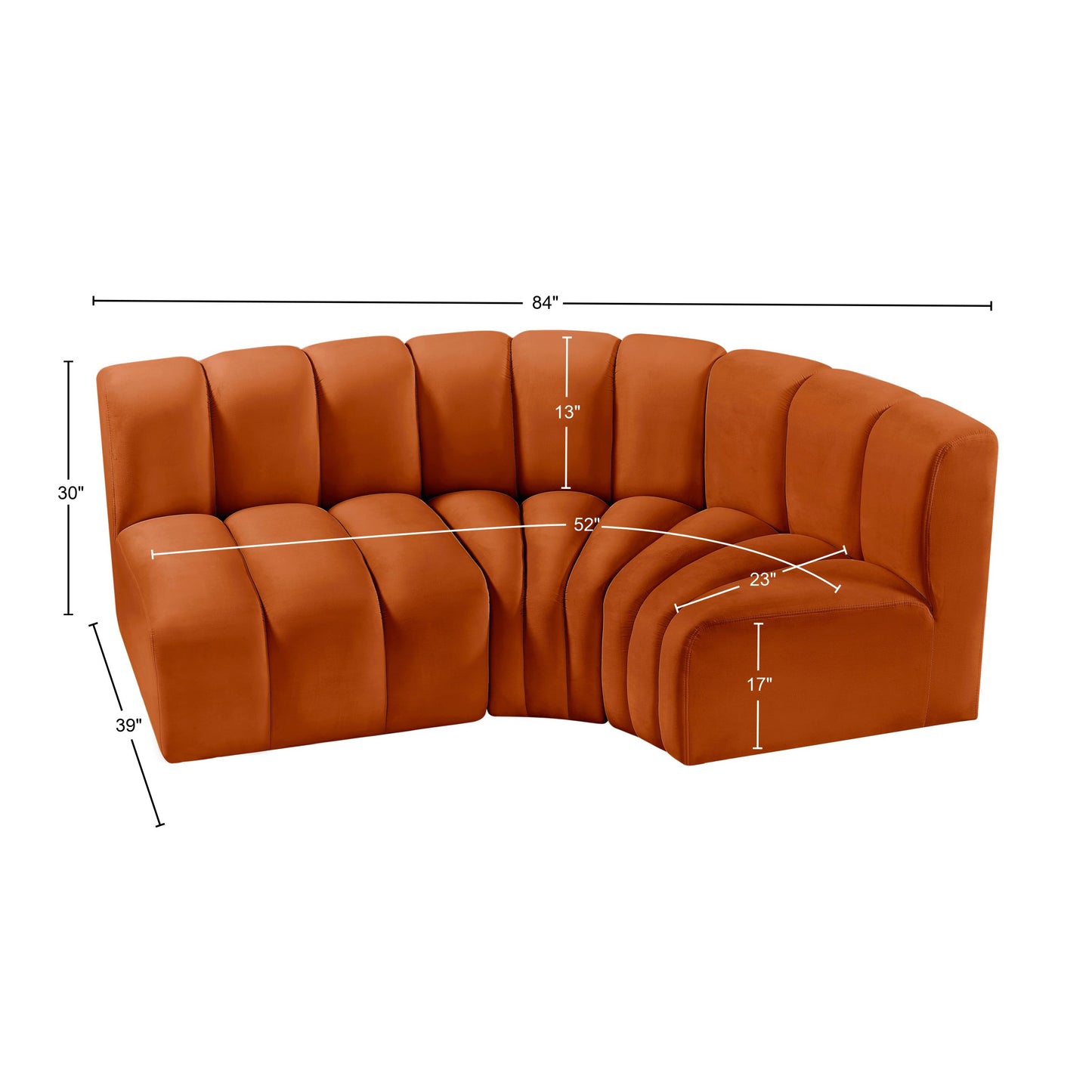 zara cognac velvet modular sofa s3a