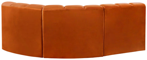 Briar Cognac 84 Velvet Upholstered Modular Sectional, 3-Piece