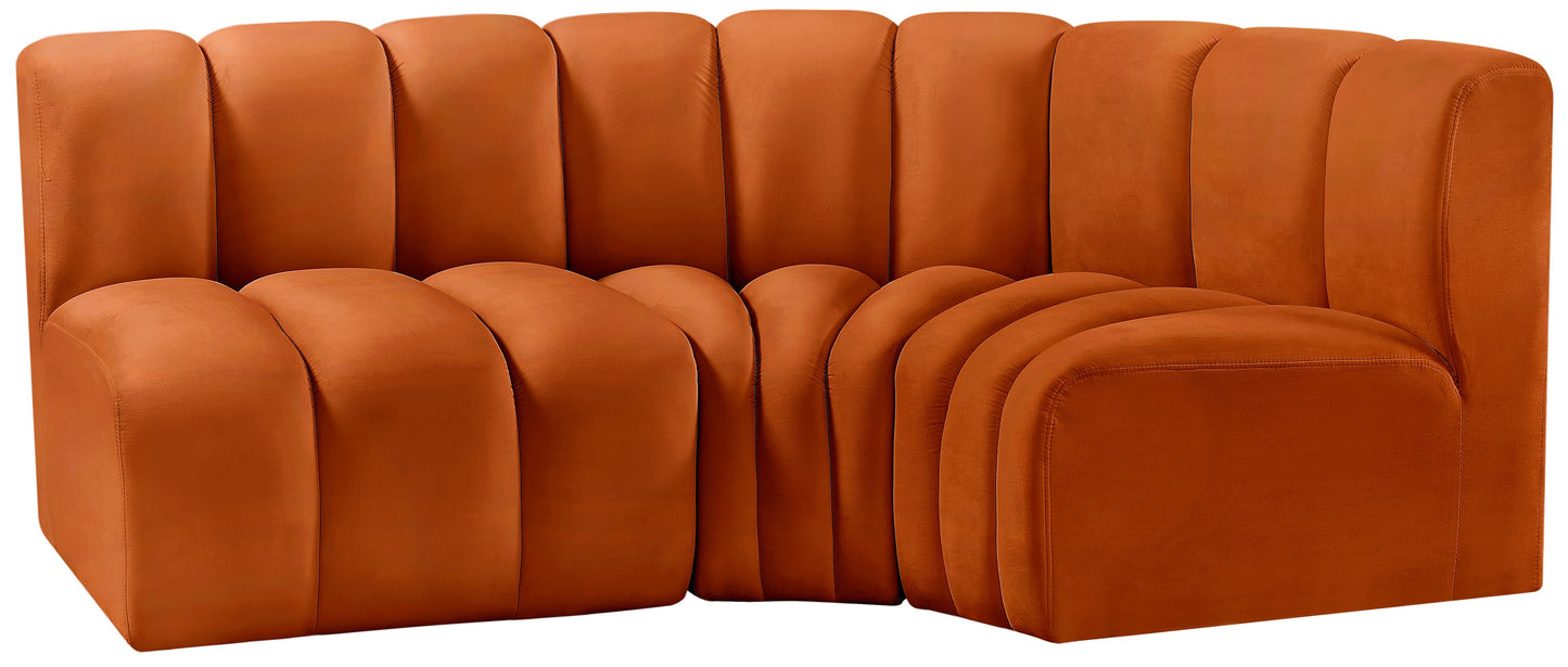 zara cognac velvet modular sofa s3a