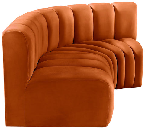 Briar Cognac 84 Velvet Upholstered Modular Sectional, 3-Piece