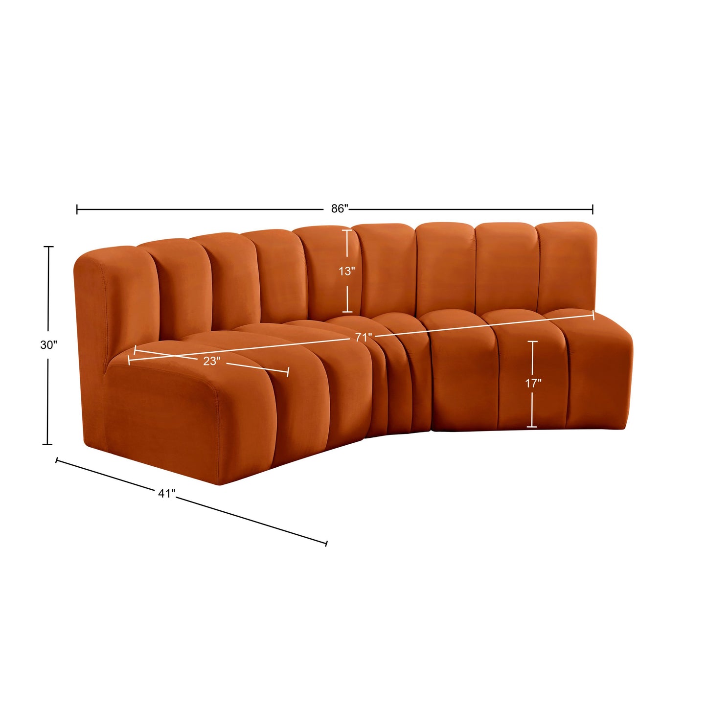 zara cognac velvet modular sofa s3b