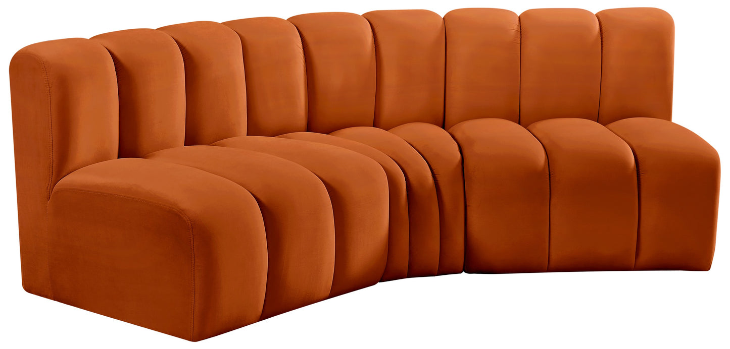 zara cognac velvet modular sofa s3b