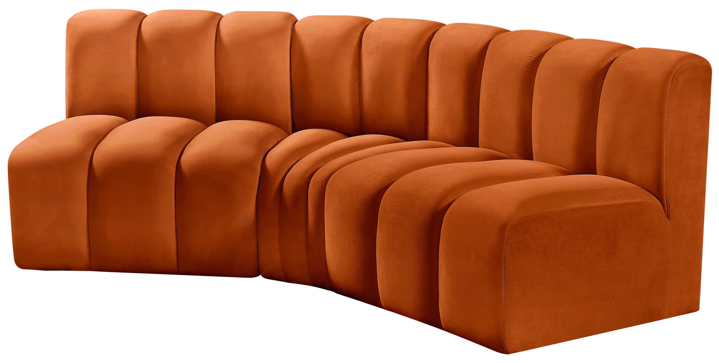 zara cognac velvet modular sofa s3b