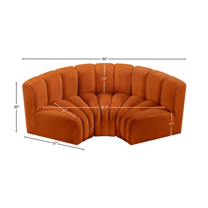 Zara Cognac Velvet Modular Sofa S3C