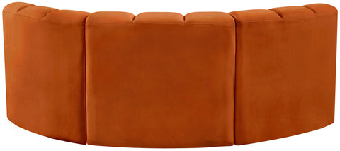 Briar Cognac 80 Velvet Upholstered Modular Sectional, 3-Piece