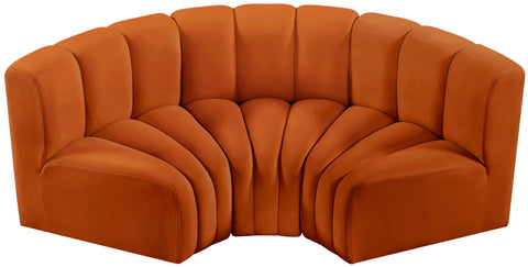 Briar Cognac 80 Velvet Upholstered Modular Sectional, 3-Piece