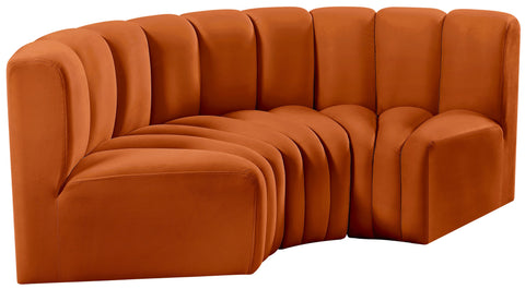Briar Cognac 80 Velvet Upholstered Modular Sectional, 3-Piece