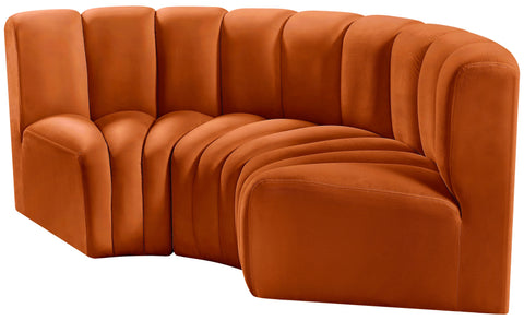 Briar Cognac 80 Velvet Upholstered Modular Sectional, 3-Piece