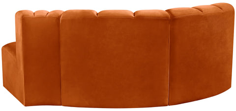 Briar Cognac 70 Velvet Upholstered Modular Sectional, 3-Piece