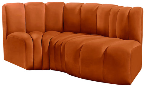 Briar Cognac 70 Velvet Upholstered Modular Sectional, 3-Piece