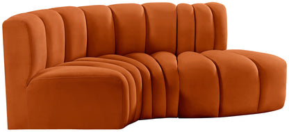 Zara Cognac Velvet Modular Sofa S3D