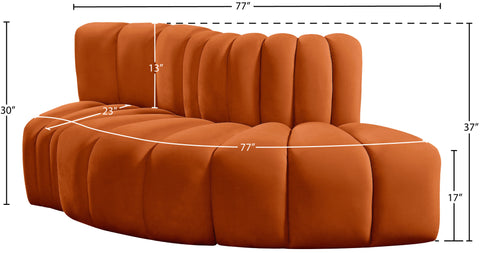 Briar Cognac 77 Velvet Upholstered Modular Sectional, 3-Piece