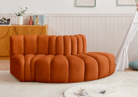 Briar Cognac 77 Velvet Upholstered Modular Sectional, 3-Piece