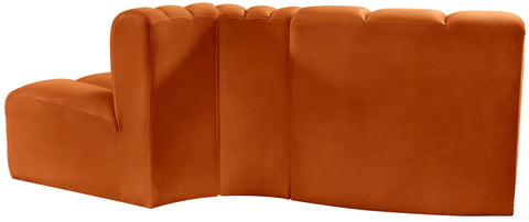 Briar Cognac 77 Velvet Upholstered Modular Sectional, 3-Piece