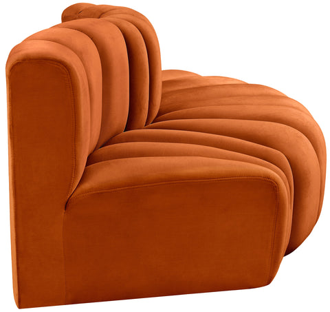 Briar Cognac 77 Velvet Upholstered Modular Sectional, 3-Piece