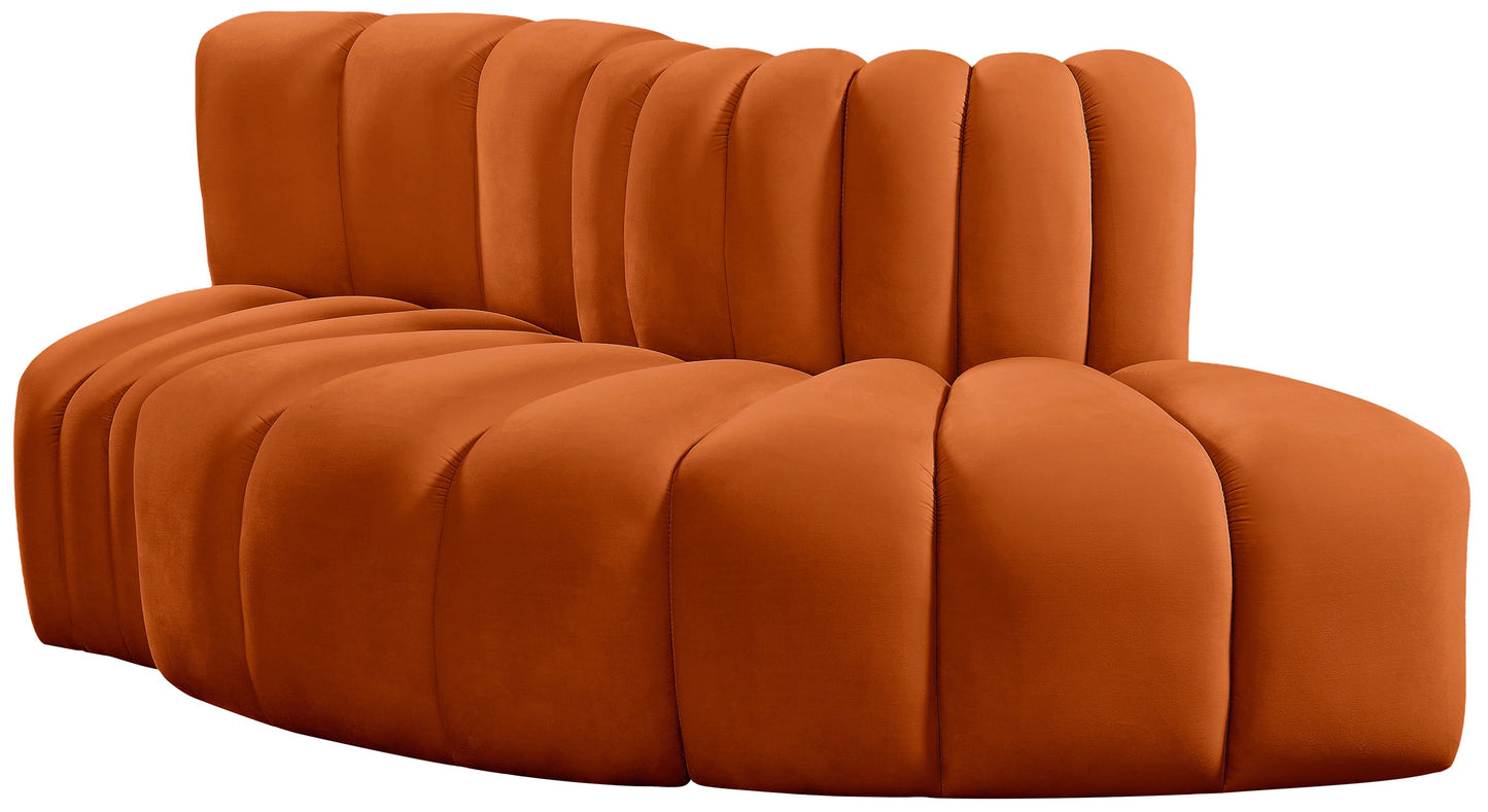 zara cognac velvet modular sofa s3e