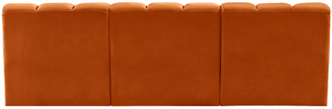 Briar Cognac 89.5 Velvet Upholstered Modular Sectional, 3-Piece