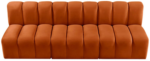 Briar Cognac 89.5 Velvet Upholstered Modular Sectional, 3-Piece