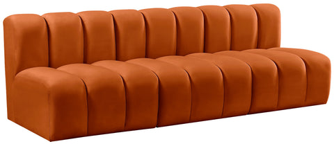 Briar Cognac 89.5 Velvet Upholstered Modular Sectional, 3-Piece