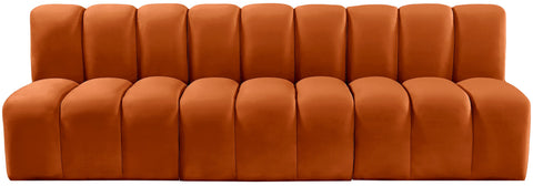 Briar Cognac 89.5 Velvet Upholstered Modular Sectional, 3-Piece