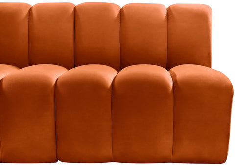 Briar Cognac 89.5 Velvet Upholstered Modular Sectional, 3-Piece