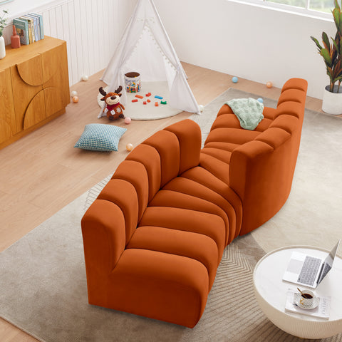 Briar Cognac 108 Velvet Upholstered Modular Sectional, 4-Piece