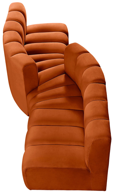 Briar Cognac 108 Velvet Upholstered Modular Sectional, 4-Piece