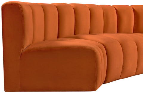 Briar Cognac 108 Velvet Upholstered Modular Sectional, 4-Piece