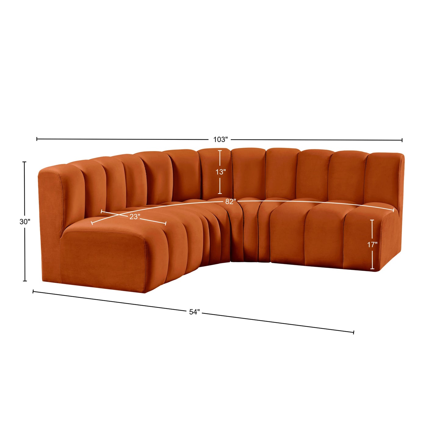 zara cognac velvet modular sofa s4b