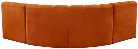 Briar Cognac 103 Velvet Upholstered Modular Sectional, 4-Piece