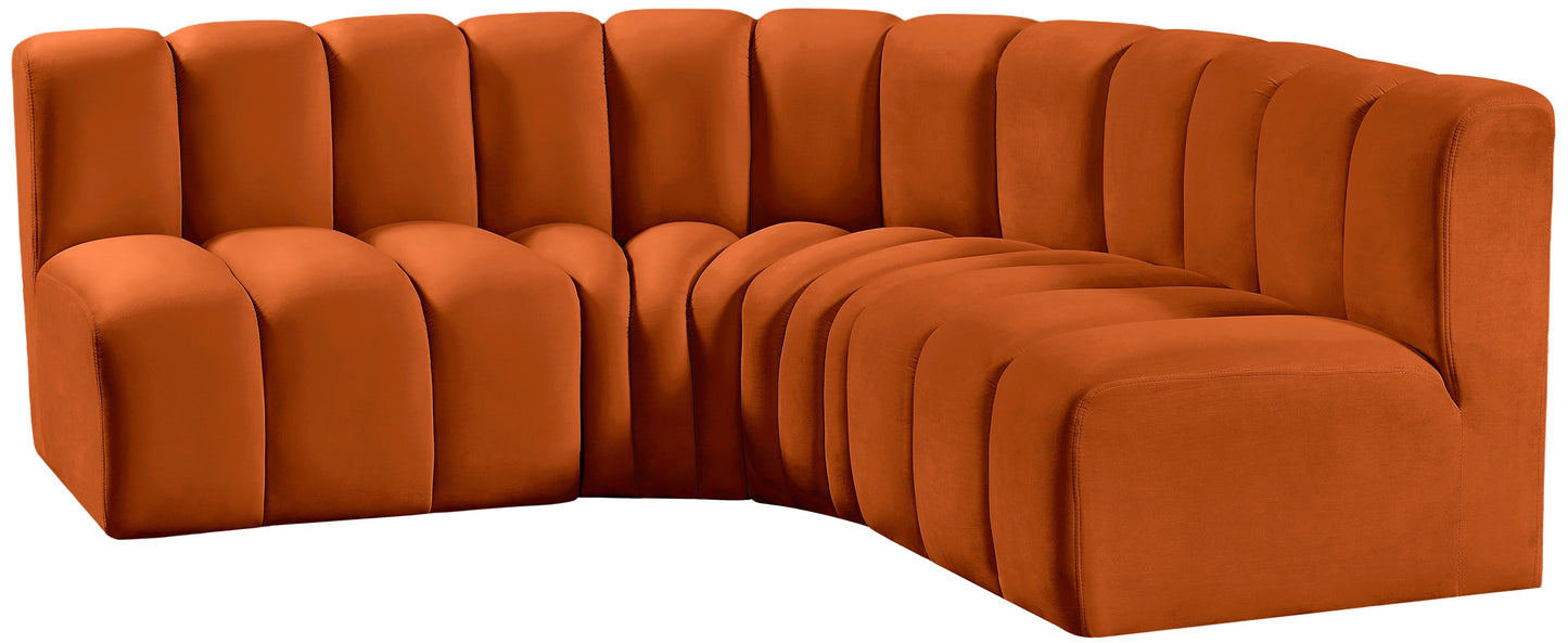 zara cognac velvet modular sofa s4b