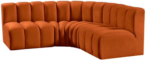 Briar Cognac 103 Velvet Upholstered Modular Sectional, 4-Piece