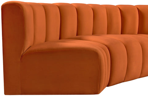 Briar Cognac 103 Velvet Upholstered Modular Sectional, 4-Piece