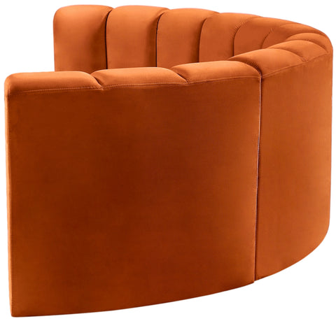 Briar Cognac 88 Velvet Upholstered Modular Sectional, 4-Piece