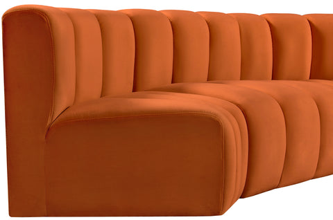 Briar Cognac 88 Velvet Upholstered Modular Sectional, 4-Piece