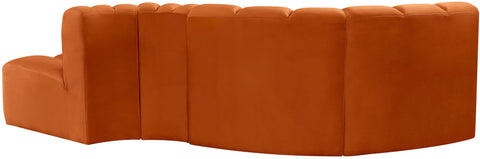 Briar Cognac 104 Velvet Upholstered Modular Sectional, 4-Piece