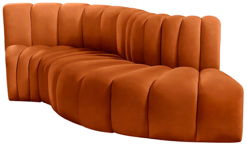 Briar Cognac 104 Velvet Upholstered Modular Sectional, 4-Piece