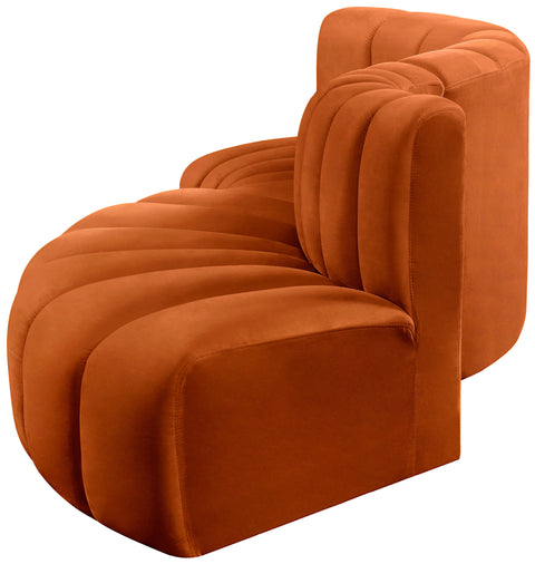 Briar Cognac 104 Velvet Upholstered Modular Sectional, 4-Piece