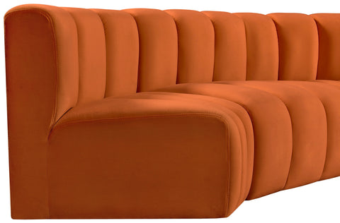 Briar Cognac 104 Velvet Upholstered Modular Sectional, 4-Piece