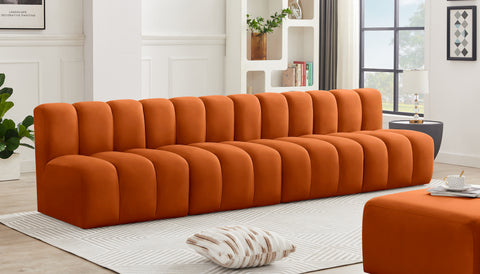 Briar Cognac 119 Velvet Upholstered Modular Sectional, 4-Piece