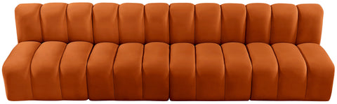 Briar Cognac 119 Velvet Upholstered Modular Sectional, 4-Piece
