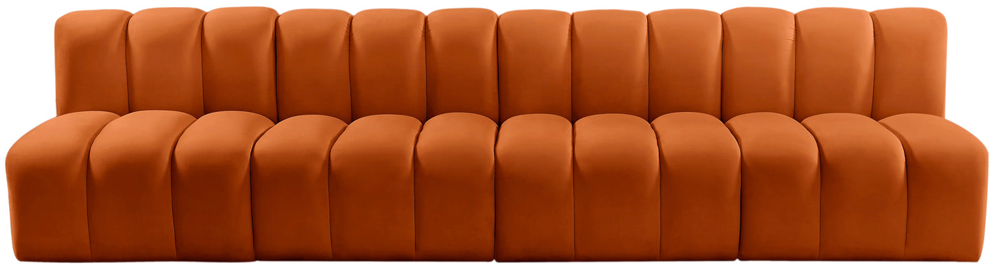 zara cognac velvet modular sofa s4e