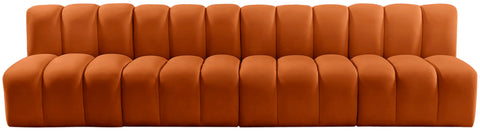 Briar Cognac 119 Velvet Upholstered Modular Sectional, 4-Piece