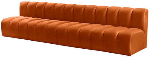 Briar Cognac 119 Velvet Upholstered Modular Sectional, 4-Piece