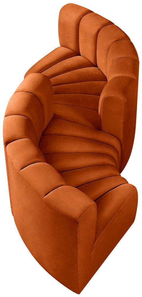 Briar Cognac 102 Velvet Upholstered Modular Sectional, 4-Piece
