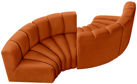Briar Cognac 102 Velvet Upholstered Modular Sectional, 4-Piece
